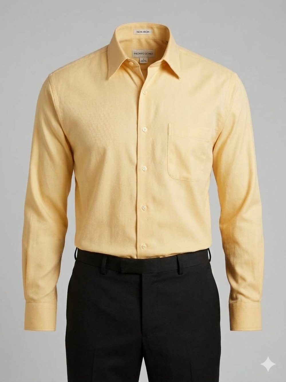 Pronto Uomo Men's Woven Dress Shirt Buttercream Yellow Size XL Non-Iron
